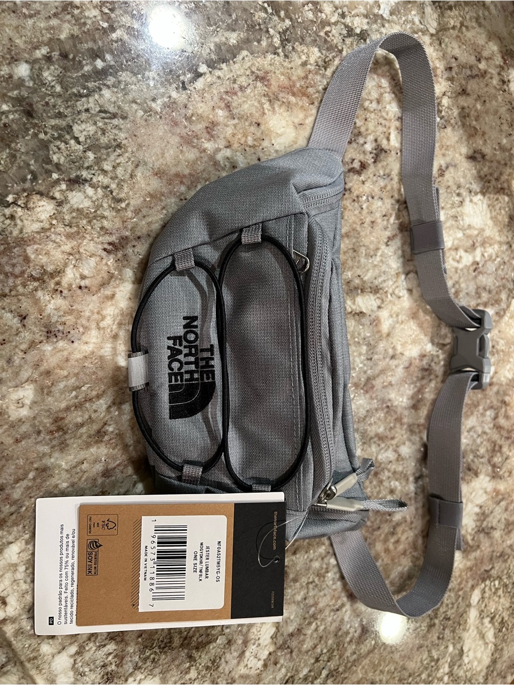 The North Face Light Gray Waist Pack with Front Loop Detail